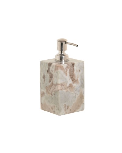 Dispenser di Sapone Home ESPRIT Bianco Marrone Marmo Moderno 7,5 x 7,5 x 18 cm