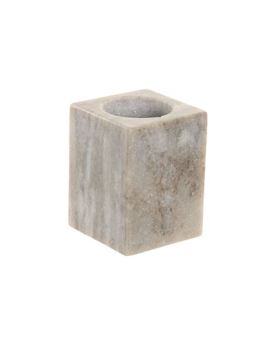 Portacepillos de Dientes Home ESPRIT Blanco Marrón Mármol 7,5 x 7,5 x 10,5 cm