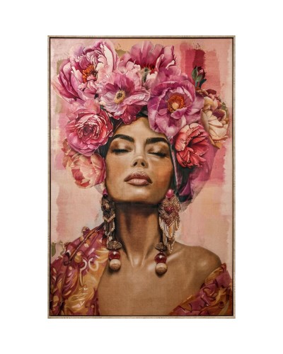 Schilderij Home ESPRIT Roze Blommor Fluweel Shabby Chic 103 x 4,5 x 143 cm