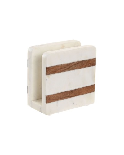 Porte-serviettes Home ESPRIT Blanc Naturel Bois d'acacia 12,7 X 7 X 12,7 CM