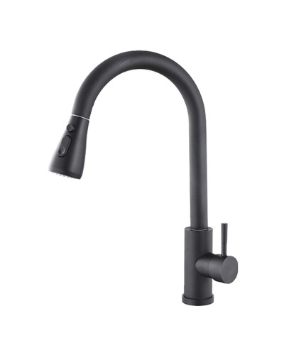 Grifo Monomando Fontastock Negro Acero Inoxidable Cerámico Forma de C