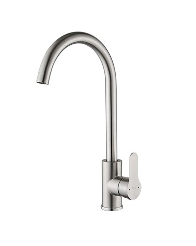 Grifo Monomando Fontastock Gris Acero Inoxidable Cerámico Aleación de Zinc Forma de C