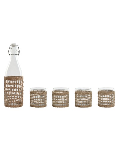 Lasien ja pullon setti Home ESPRIT Luonnollinen Kristalli Kuitu 1 L