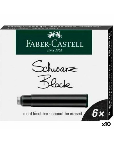 Bläckpåfyllning för penna Faber-Castell Svart 6 Delar (10 antal)