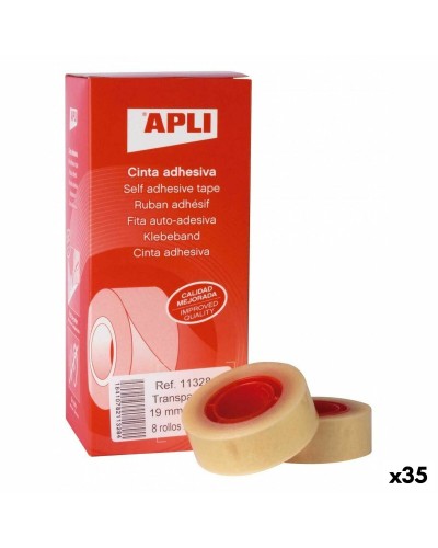 Set di Nastri Adesivi Apli Trasparente 19 mm x 33 m 8 Pezzi (35 Unità)