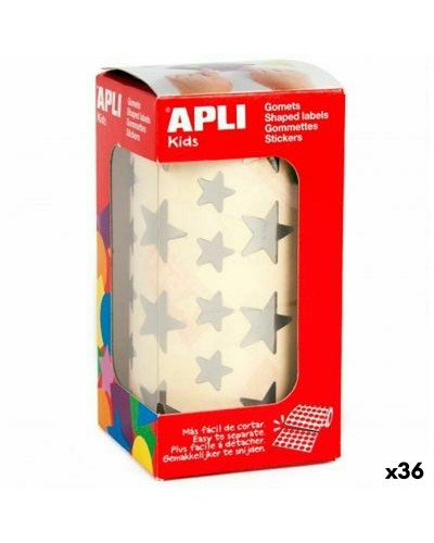 Stickers Apli Gomets Zilverkleurig Ster (36 Stuks)