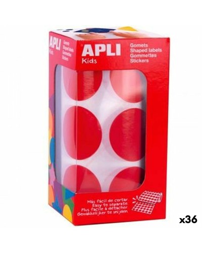 Stickers Apli Gomets Rood Cirkelvormig (36 Stuks)
