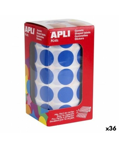 Autocollants Apli Gomets Bleu Rond (36 Unités)