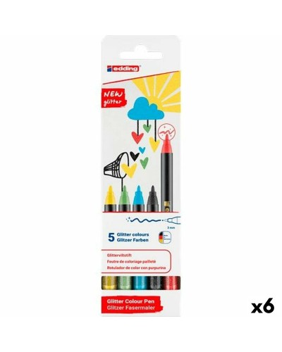 Tuschpennor Edding New Glitter Multicolour 5 Delar (6 antal)