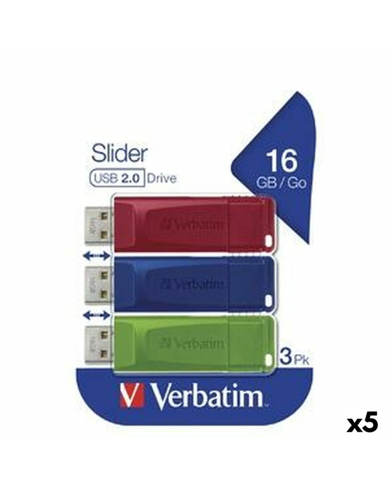USB-minne Verbatim SLIDER Multicolour 16 GB 3 Delar (5 antal)