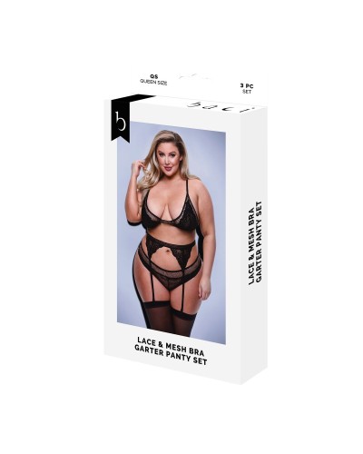 Ondergoed Set Baci Lingerie Zwart 3 Onderdelen (Queen)