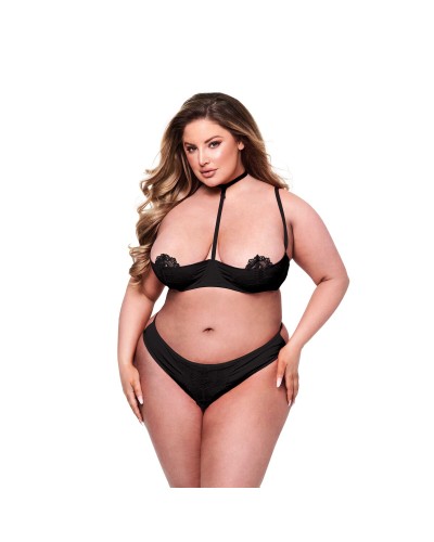 Baci Conjunto de Lencería Negro Talla Queen: Lencería Sexy de 2 Piezas (Tallas Grandes)
