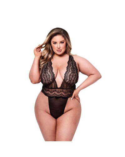 Trikåer Baci Lingerie Deep V Svart Queen size