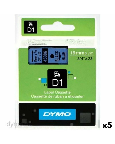 Dymo D1 45806 Ruban Laminé Noir/Bleu LabelManager - Pack de 5 Pièces
