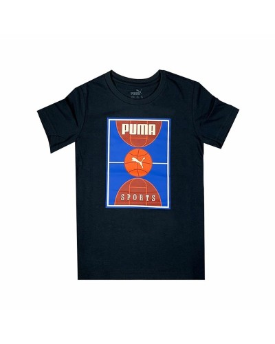 Puma Maillot Basket Enfant Noir - Manches Courtes Respirant
