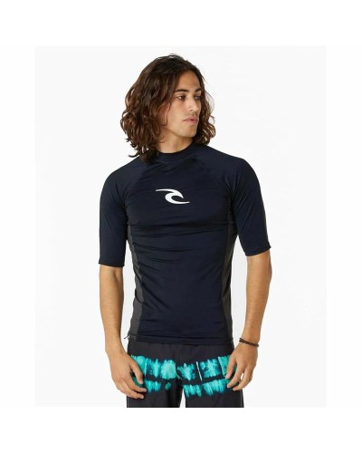 Rip Curl Camiseta Hombre Waves pf Negra - Manga Corta Surf Casual
