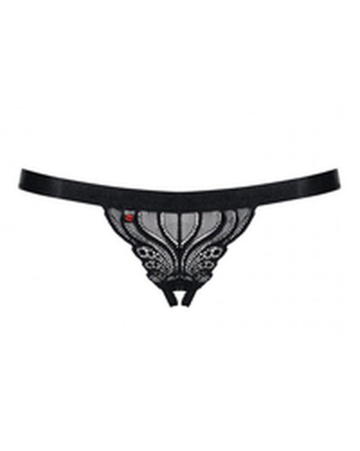 Obsessive Tanga Negro S/M - Lencería Sexy de Encaje Elástico
