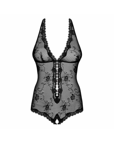 Obsessive Fiorenta Teddy Nero L/XL - Body Sensuale in Pizzo Floreale
