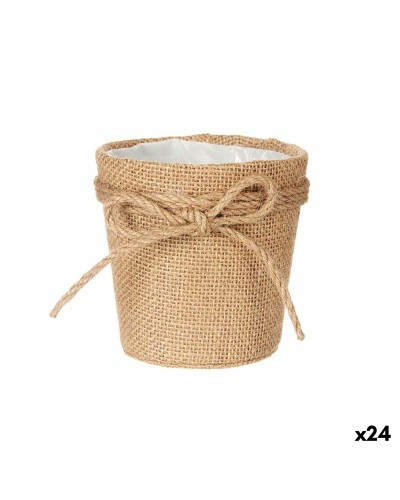 Vaso da Fiori in Plastica Marrone a Forma di Fiocco (11 x 10,5 x 11 cm) - Set da 24