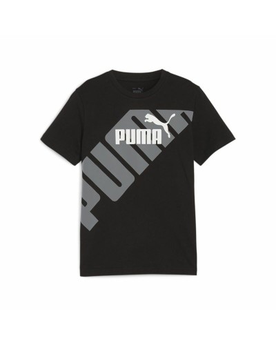 Puma Power: T-shirt Enfant Manches Courtes Noire avec Graphique - Sport & Loisirs
