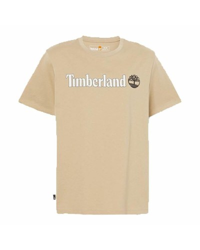 Timberland Kennebec River Men's T-Shirt Linear Logo Light Brown - Organic Cotton
