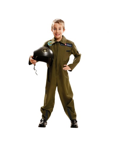 Maskeraddräkt för barn My Other Me Top Gun Flygpilot 5-6 år Grön