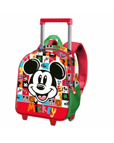 Skolväska med hjul Mickey Mouse Mood Röd Grön 26 x 13 x 34 cm