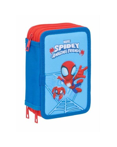 Driedubbele Pennenzak Spidey Blauw 12,5 x 19,5 x 5,5 cm 37 Onderdelen