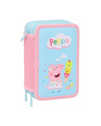 Triple Pencil Case Peppa Pig Blue 12,5 x 19,5 x 5,5 cm 37 Pieces