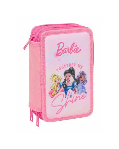 Driedubbele Pennenzak Barbie Roze 12,5 x 19,5 x 5,5 cm 37 Onderdelen