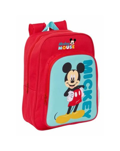 Mochila Escolar Mickey Mouse Azul Rojo 26 x 34 x 11 cm