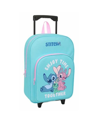 Mochila Escolar con Ruedas Stitch Azul 32 x 42 x 14 cm