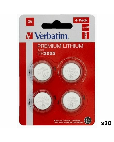 Lithium Knoopcelbatterijen Verbatim 3 V CR2025 4 Onderdelen (20 Stuks)