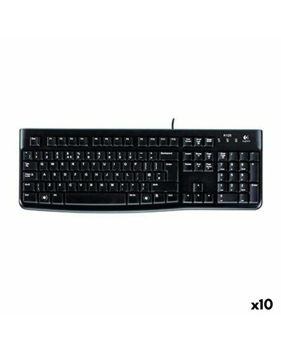 Keyboard Logitech K120 Black Spanish Qwerty (10 Units)