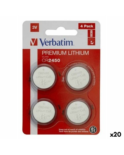 Litium Knappbatterier Verbatim CR2450 (4 Delar) (20 antal)