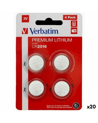 Batterie a Bottone a Litio Verbatim 3 V CR2016 4 Pezzi (20 Unità)