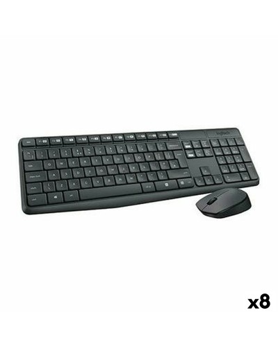 Tangentbord och Mus Logitech MK235 Svart Qwerty Spanska (8 antal)