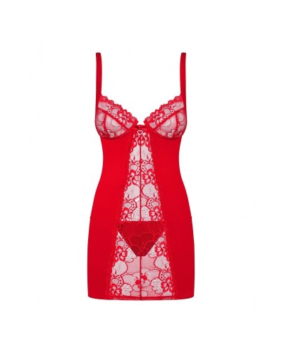 Obsessive Heartina Baby-Doll Rouge - S/M - Dentelle & Nœuds - Sensuel
