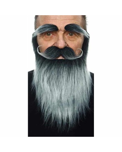 My Other Me Barba Finta Gris - Barba Falsa Realista para Disfraces
