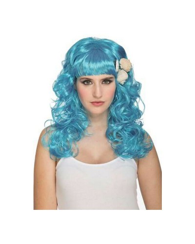 My Other Me Meerjungfrau Perücke Blau - Lange, gewellte Haare - Party Kostüm
