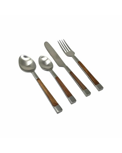 Cubertería DKD Home Decor Natural Plateado Acero Inoxidable Acacia (4,5 x 2 x 20 cm)