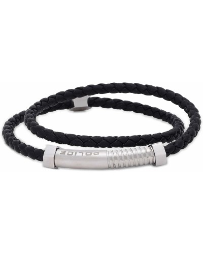 Police Men's Bracelet Braided Black Leather - PEAGB2211241 - Casual Style
