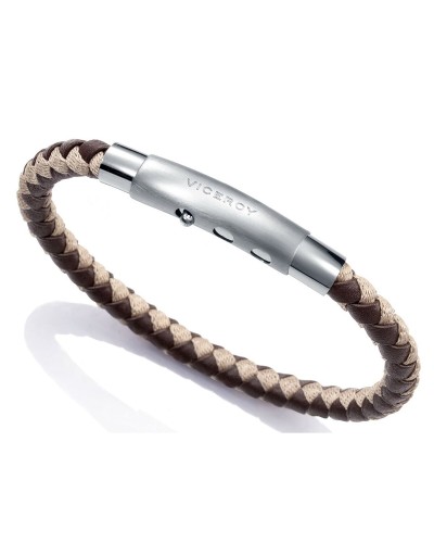 Viceroy Men's Bracelet Black Braided Leather Steel - Elegant & Casual
