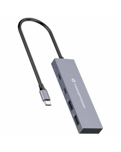 Conceptronic Hub USB 3.0 4 Ports Gris - Transfert Rapide de Données
