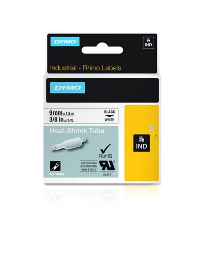 Dymo 18053 Laminierband 9mm Weiß/Schwarz - Dymo Etikettiergeräte, Beständig
