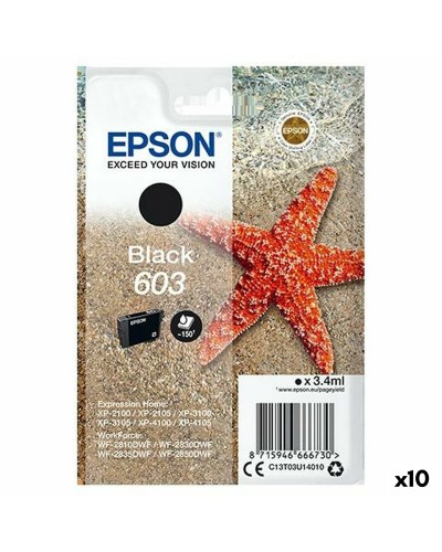 Originele inkt cartridge Epson P-2100, 3100, 4100 / WF-2830DWF, 2850DW - Nº 603 Zwart (10 Stuks)