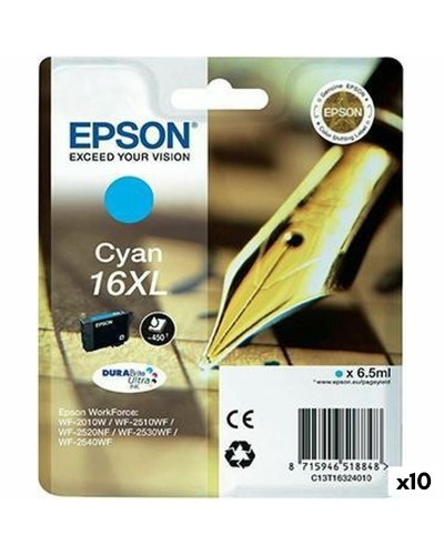 Alkunperäinen mustepatruuna Epson DURABRITE ULTRA INK - Nº16XL Syaani (10 osaa)