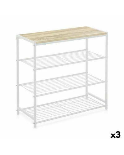Étagère Confortime Blanc Bois+Métal 3xUnités | 60x30x63,5 cm | Rangement MaisonBureau
