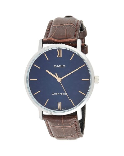 Casio MTP-VT01L-2BUDF Montre Homme Noir, Cadran Bleu 40mm
