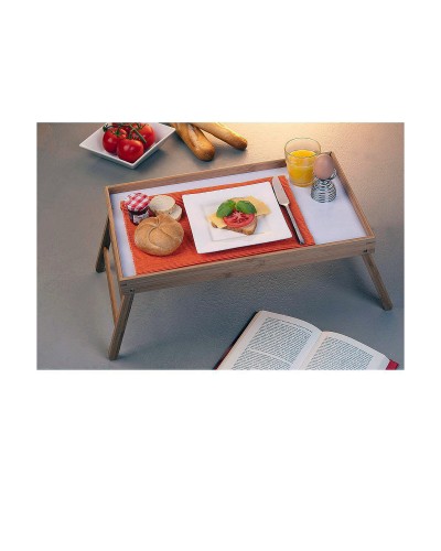 Foldable Bed Tray - White Wood for Breakfast, Reading and Working - Dimensions 50 x 30 x 22 cm
